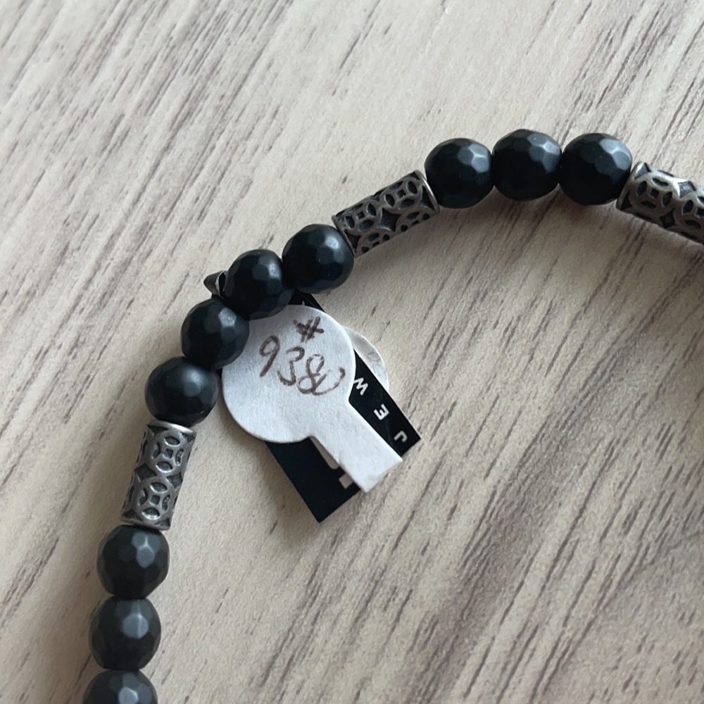 INOX Matte Black and Gray Tone Bead Bracelet - Picture 4 of 5